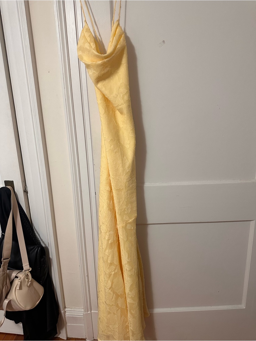 Hello Molly Pale Yellow Floral Lace Slip Dress